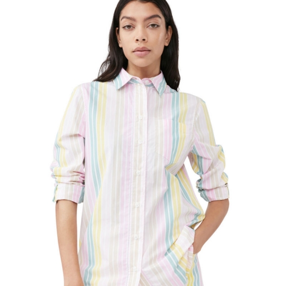 GANNI multicolored striped button down shirt women's size large - Picture 10 of 10